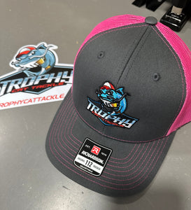 Trophy Cat Tackle Grey/Pink Snap Back Trucker Hat Center Logo